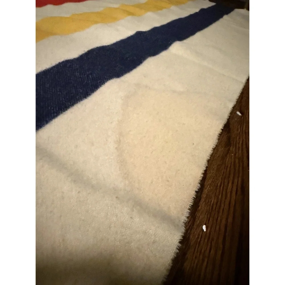 Vintage Hudson Bay 8 Point Wool Blanket Gold Tag King Striped 97